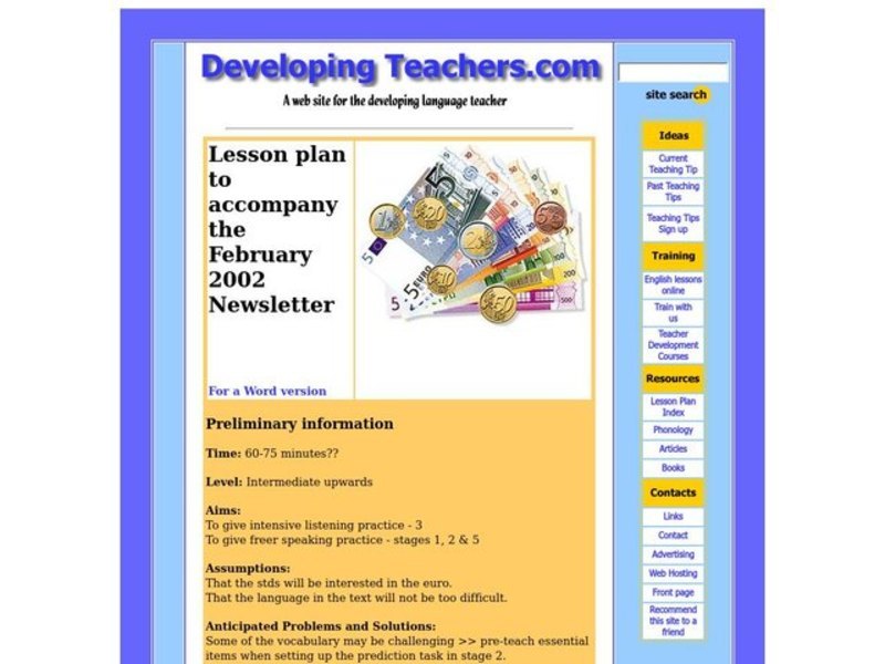 The Euro Lesson Plan