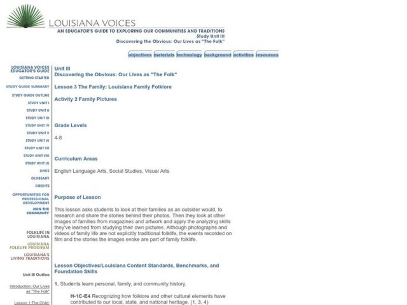 The Family: Louisiana Family Folklore Lesson Plan