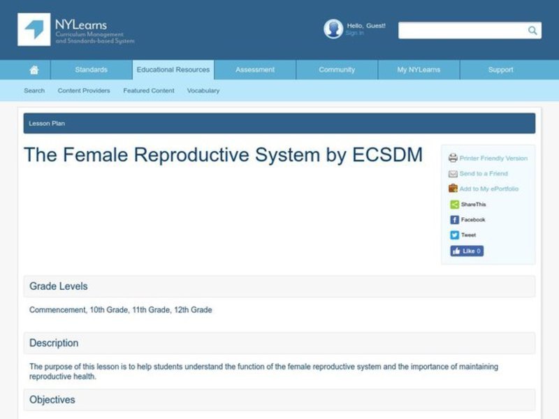 The Female Reproductive System Lesson Plan