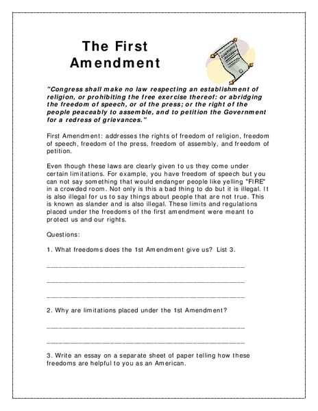 The First Amendment Worksheet