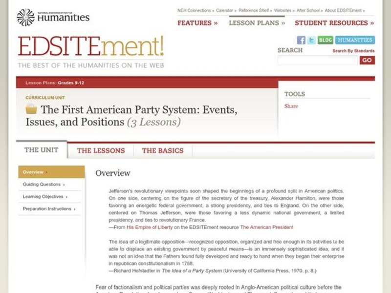 The First American Party System: Events, Issues, and Positions Unit Plan
