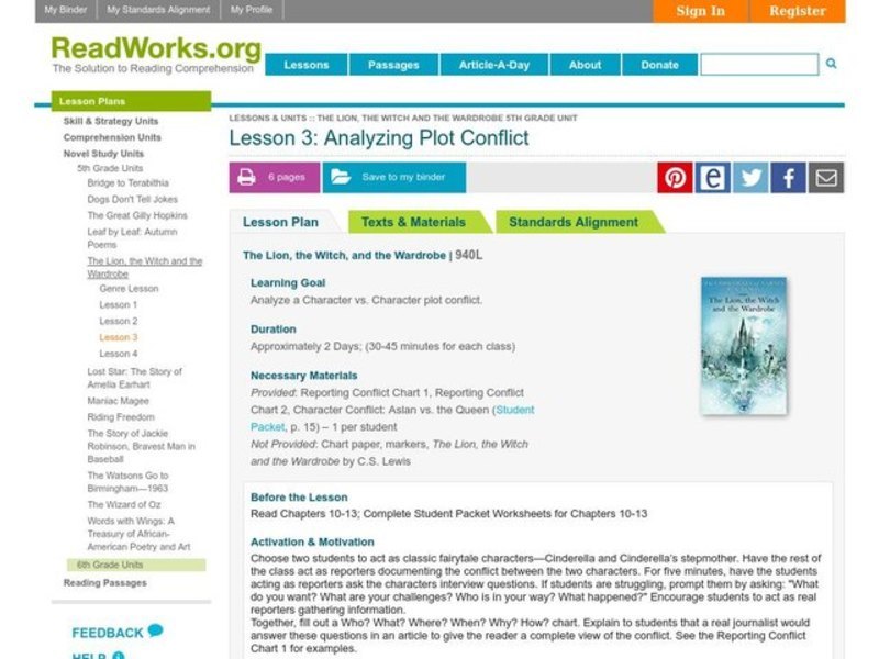 Analyzing Plot Conflict Lesson Plan