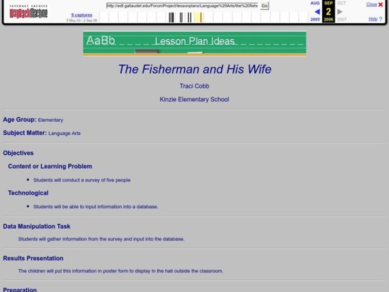 The Fisherman and His Wife Lesson Plan