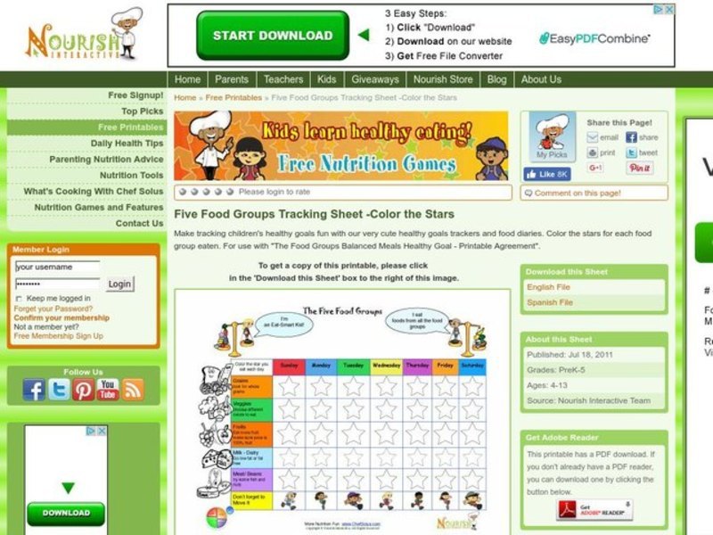 The Five Food Groups Worksheet