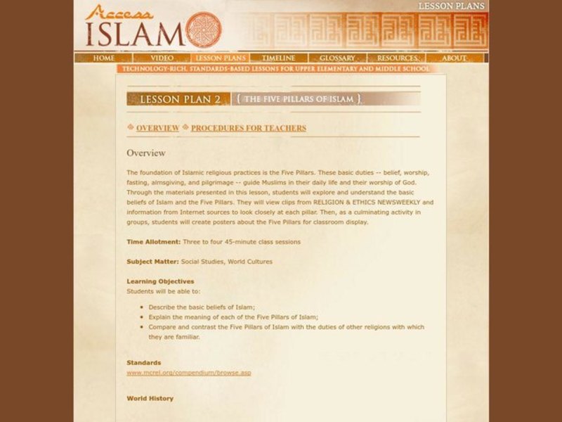 The Five Pillars of Islam Lesson Plan