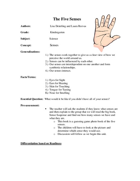 The Five Senses Lesson Plan