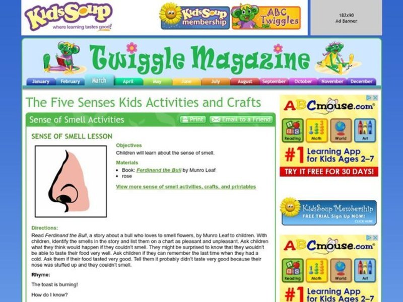 The Five Senses Kids Activities and Crafts Lesson Plan
