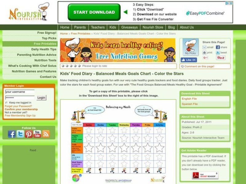 The Five Food Groups Organizer