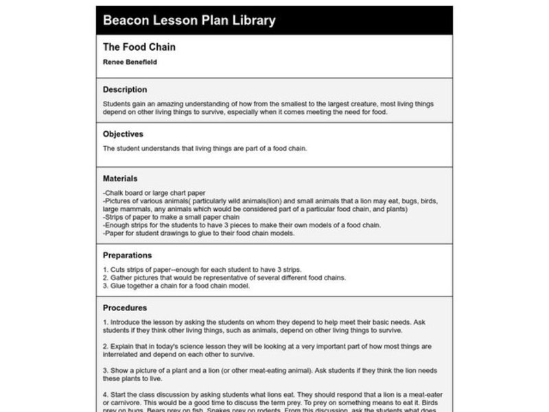 The Food Chain Lesson Plan