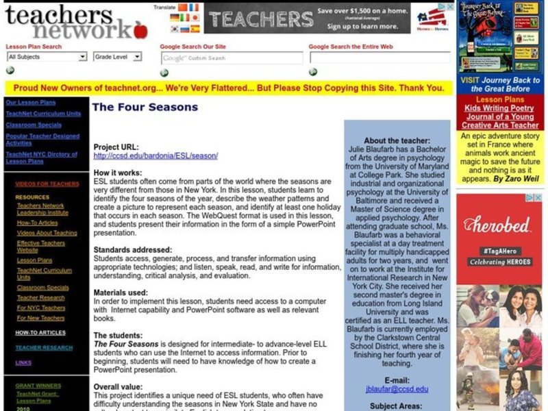 The Four Seasons Lesson Plan