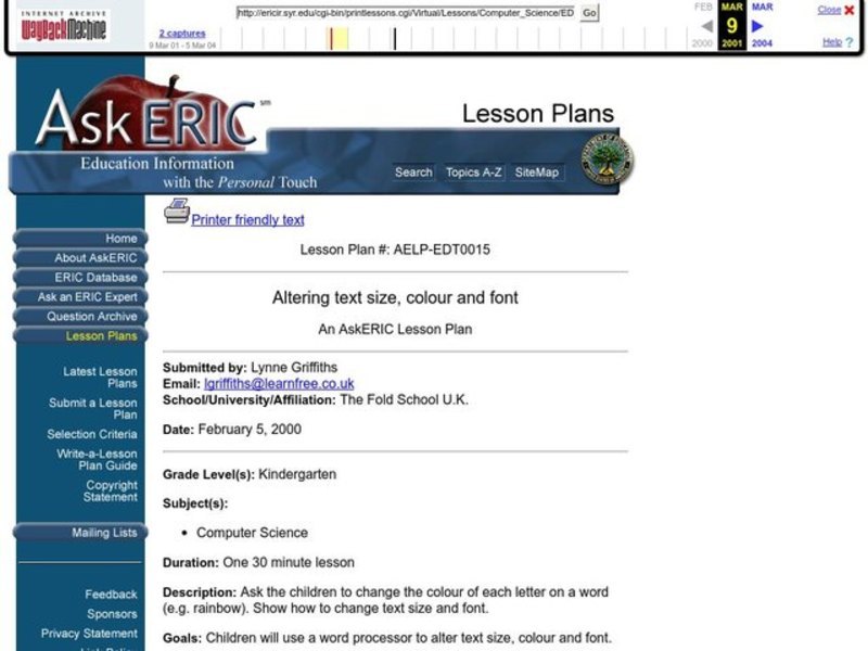 Altering Text Size, Color, and Font Lesson Plan