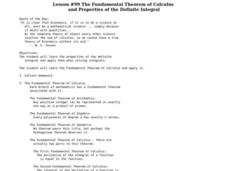 The Fundamental Theorem Of Calculus And Properties Of The Definite Integral Lesson Plan