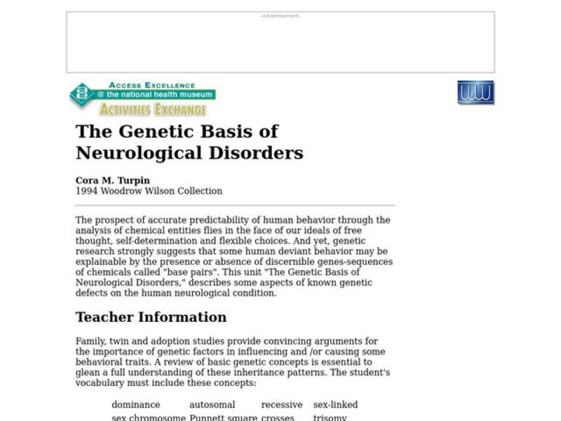 The Genetic Basis of Neurological Disorders Lesson Plan