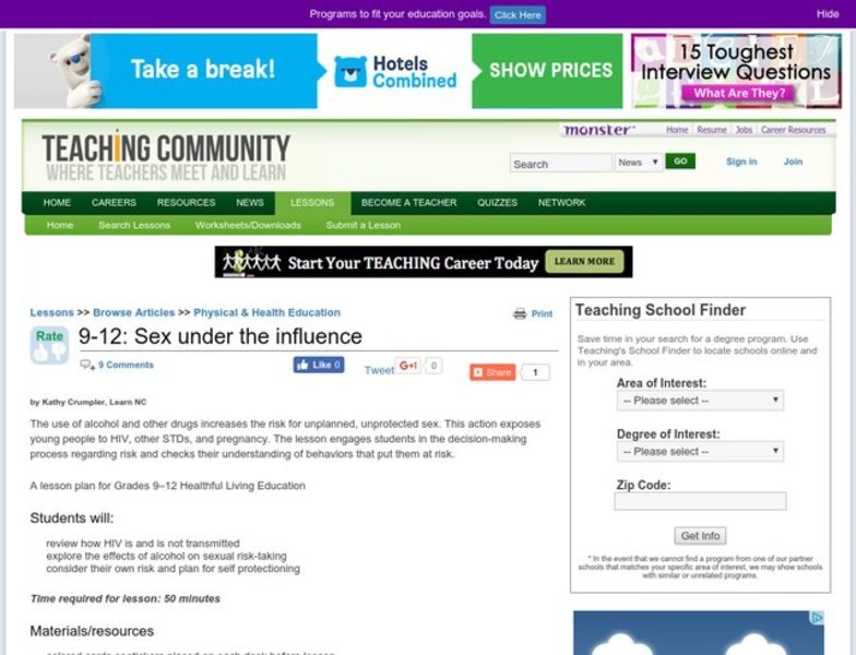 Sex Under the Influence Lesson Plan