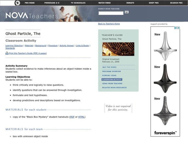 The Ghost Particle Lesson Plan