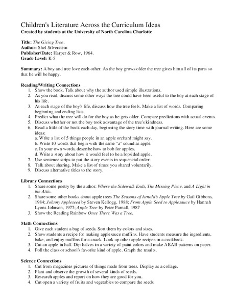 The Giving Tree Lesson Plan