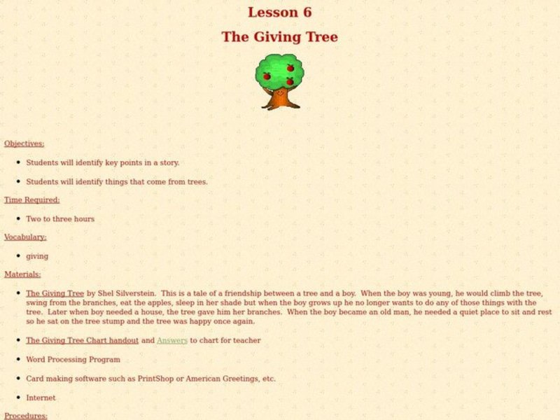 The Giving Tree Lesson Plan