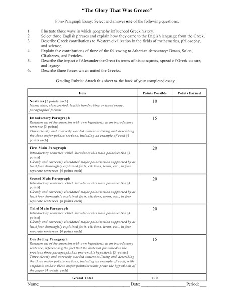 The Glory That Was Greece Writing