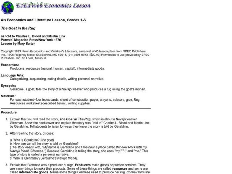 The Goat in the Rug Lesson Plan