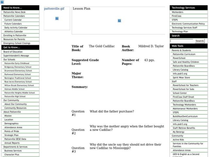 The Gold Cadillac Worksheet