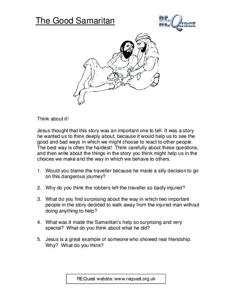 The Good Samaritan Worksheet