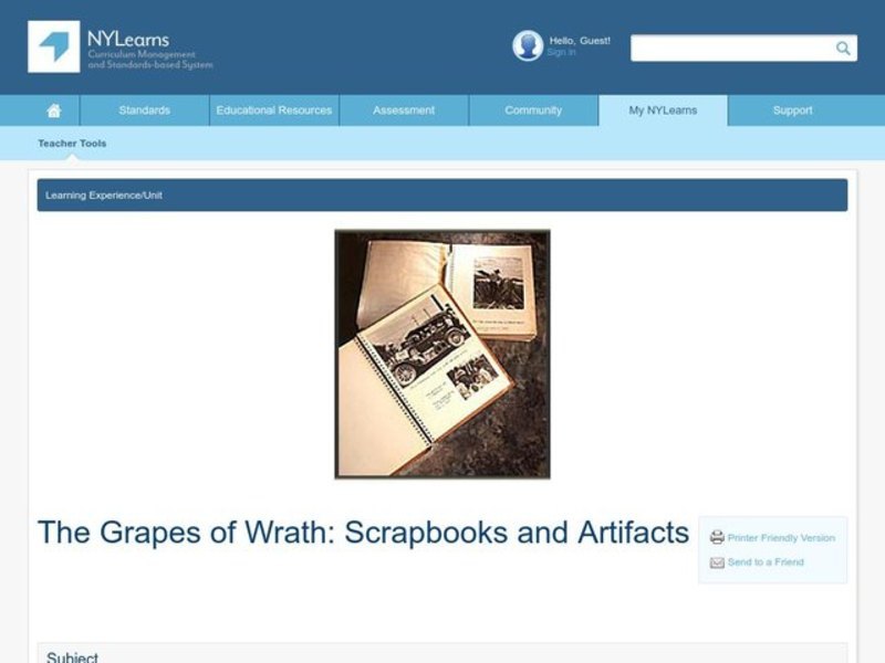 The Grapes of Wrath: Scrapbooks and Artifacts Lesson Plan