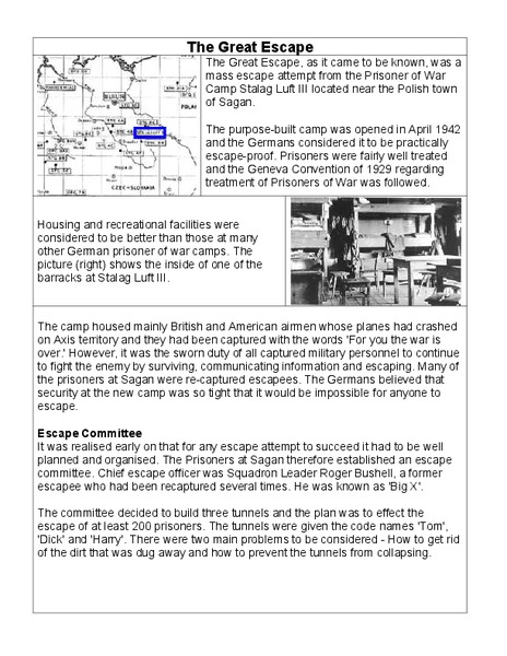 The Great Escape Worksheet