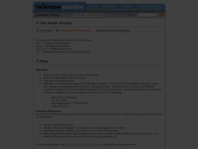 The Great Grizzly Lesson Plan