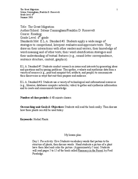 The Great Migration Lesson Plan