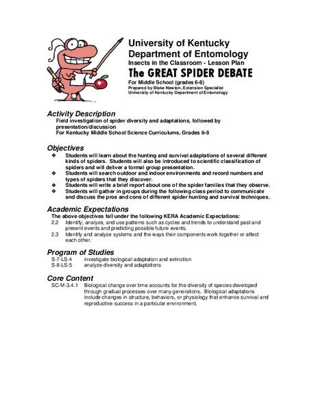 The Great Spider Debate Lesson Plan