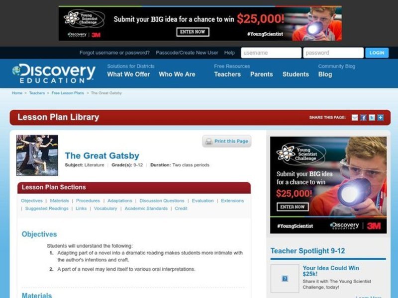 The Great Gatsby Lesson Plan