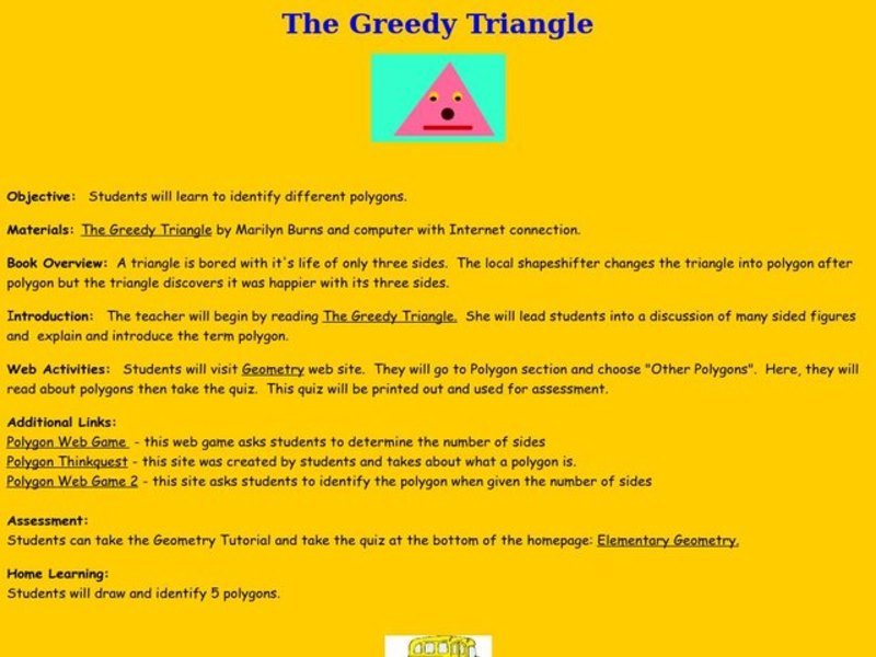 The Greedy Triangle Lesson Plan