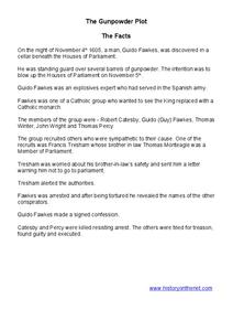The Gunpowder Plot Worksheet