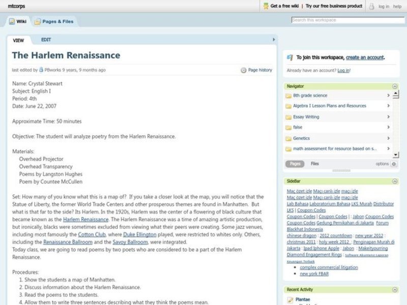 The Harlem Renaissance Lesson Plan