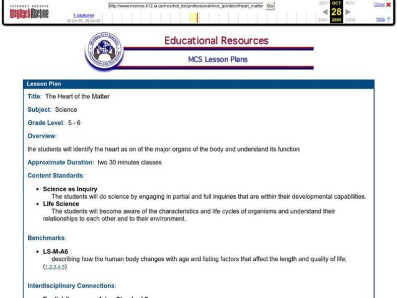 The Heart of the Matter Lesson Plan