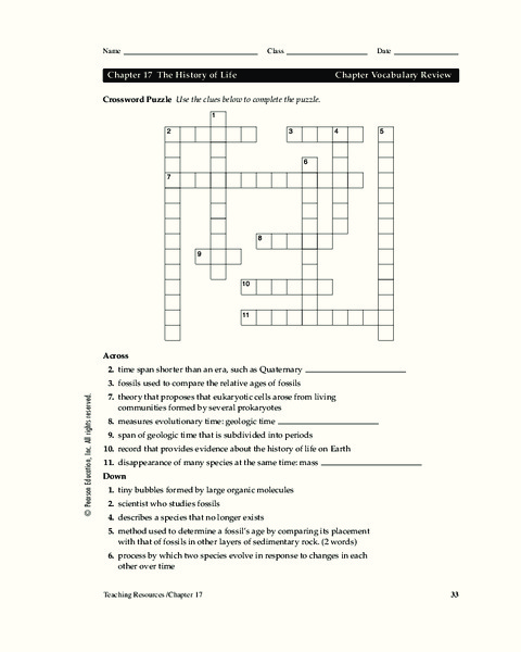 The History of Life Worksheet