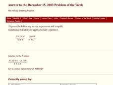 The Holiday Greeting Problem Worksheet