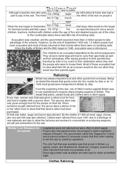 The Home Front Worksheet