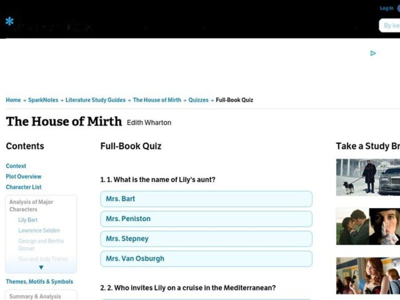 The House of Mirth Quiz Interactive