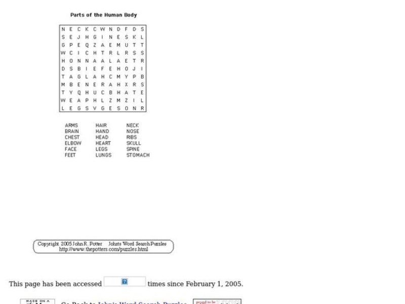 The Human Body Worksheet