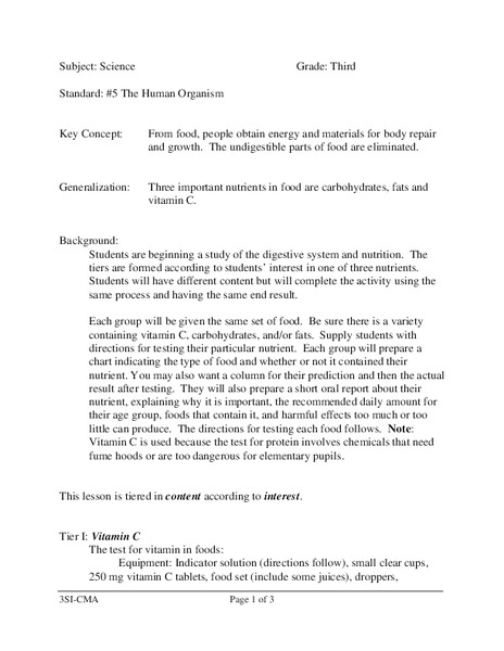 The Human Organism Lesson Plan