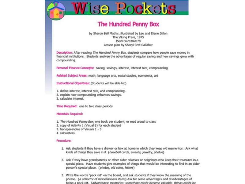 The Hundred Penny Box Lesson Plan
