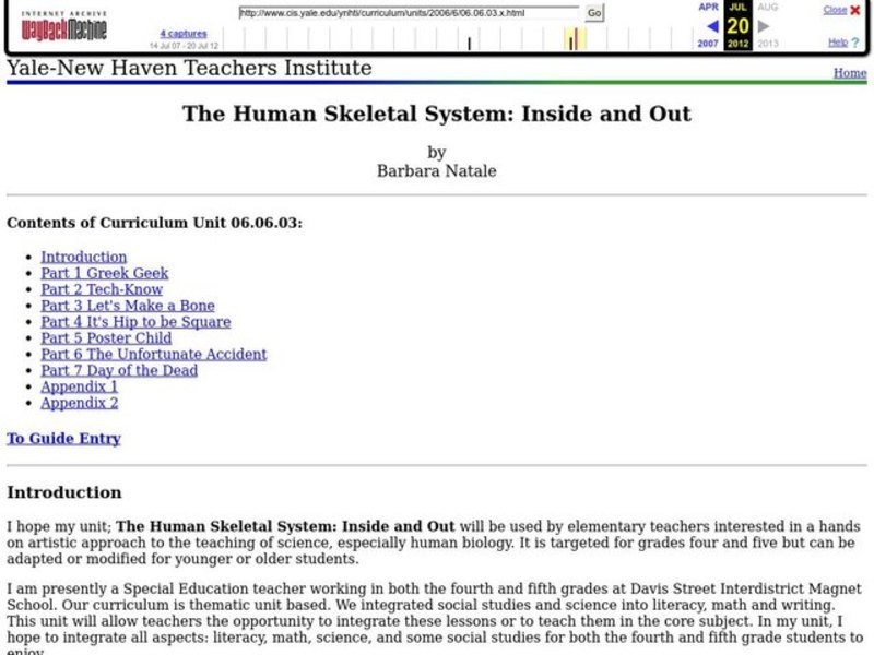 The Human Skeletal System: Inside and Out Lesson Plan