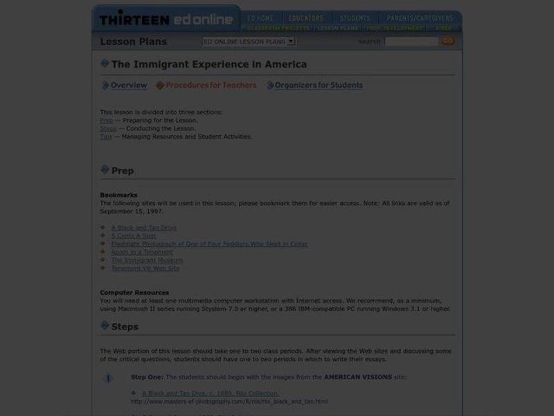 The Immigrant Experience in America Lesson Plan