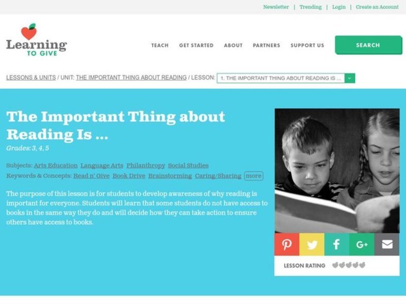 The Important Thing About Reading Lesson Plan