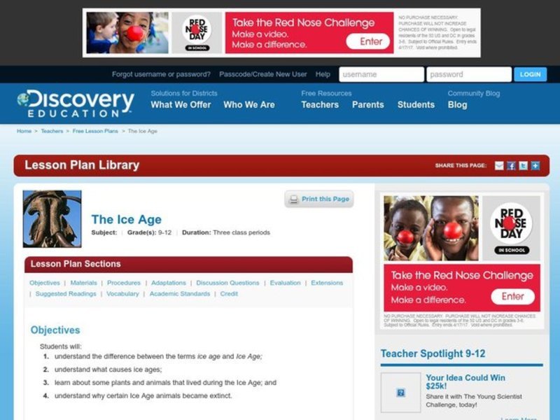 The Ice Age Lesson Plan