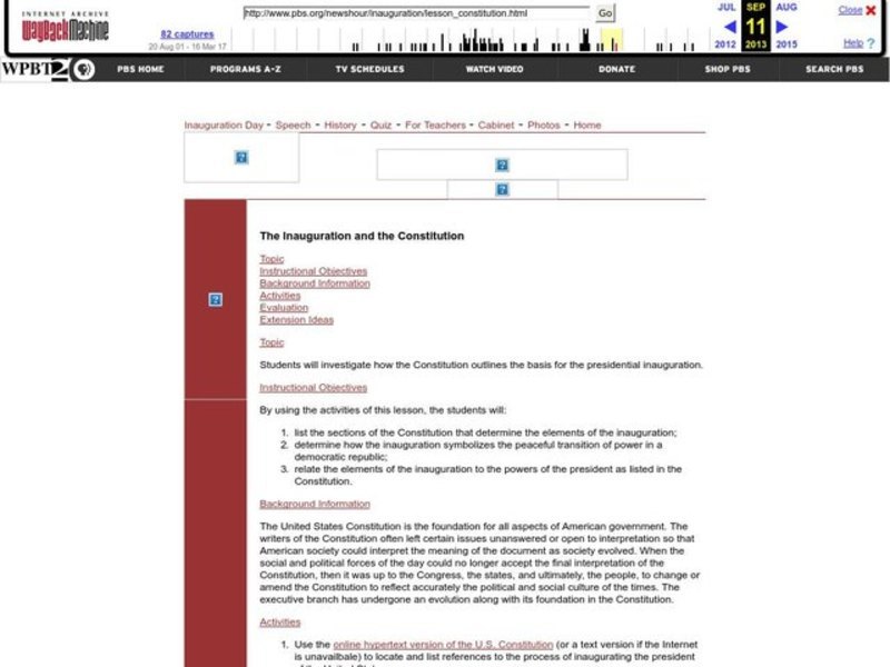 The Inauguration and the Constitution Lesson Plan