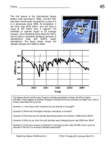 The International Space Station Worksheet
