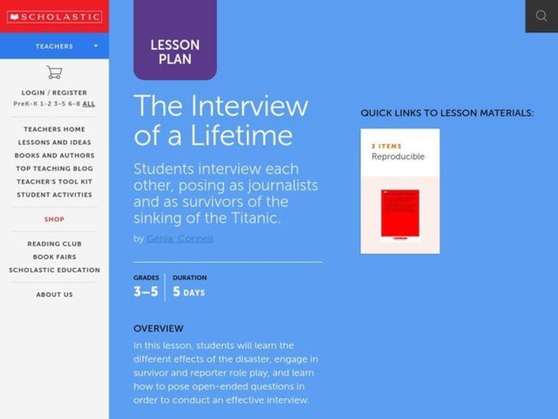The Interview of a Lifetime Lesson Plan