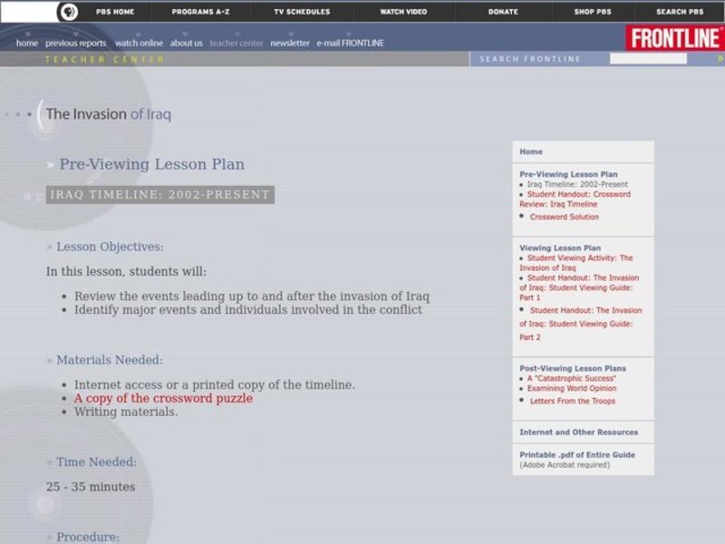 The Invasion of Iraq Lesson Plan